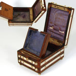 Rare Antique French Napoleon III Era Burled Wood Pocket Watch Display Box, Casket