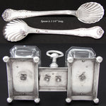 Antique Napoleon III Era French Sterling Silver & Cut Crystal Double Open Salt or Sweetmeat