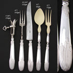 Antique French Sterling Silver 5pc Serving Utensil Set, Meat Carving & Salad Service
