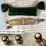 V Rare 18th Century Antique French Double Perfume or Scent Bottle, 18k Caps, Shagreen Etui