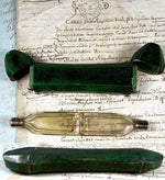 V Rare 18th Century Antique French Double Perfume or Scent Bottle, 18k Caps, Shagreen Etui