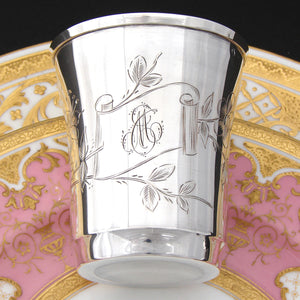 Antique French Sterling Silver Wine or Mint Julep Cup, Tumbler or Timbale, Floral