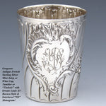 Antique French Sterling Silver Mint Julep or Wine Cup, Tumbler or "Timbale", Rococo Style