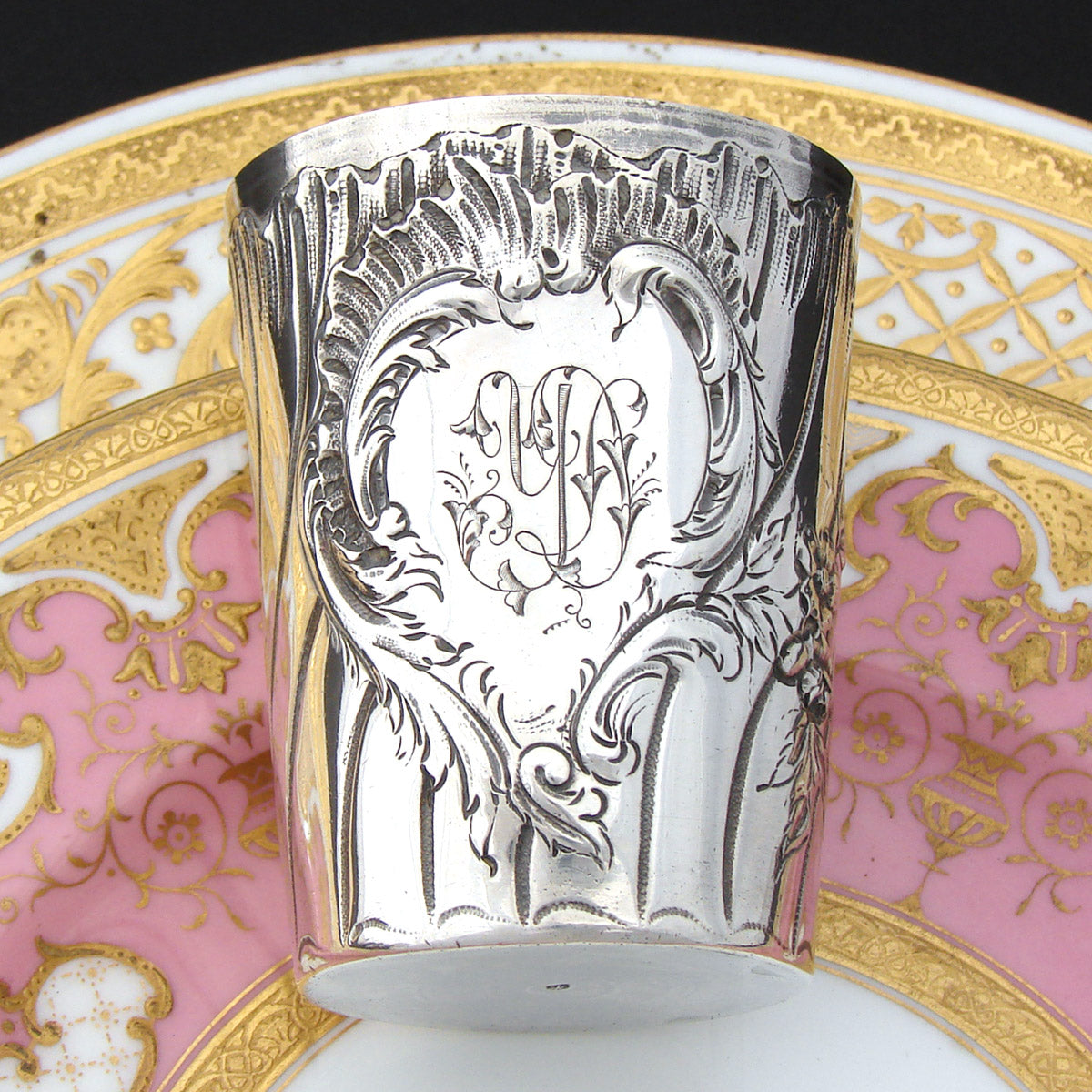 Antique French Sterling Silver Mint Julep or Wine Cup, Tumbler or "Timbale", Rococo Style