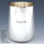 Antique French Puiforcat Sterling Silver Mint Julep Cup, Tumbler or Timbale, "David"