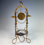 Antique French Napoleon III Era Champleve & Ormolu 9" Pocket Watch & Jewelry Stand, Vide Poche