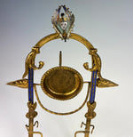 Antique French Napoleon III Era Champleve & Ormolu 9" Pocket Watch & Jewelry Stand, Vide Poche