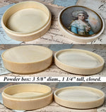 Antique French Early 19th Century Grand Tour Souvenir Portrait Miniature Ivory Table Snuff or Powder Box, Marie-Antoinette