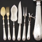 Antique French PUIFORCAT Sterling Silver 6pc Meat & Salad Serving Utensil Set, Pele a Tarte