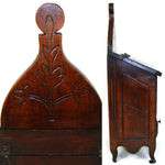Antique 19th c. French Salt Box, Cabinet, 17 5/8" Tall, Hand Carved Country French