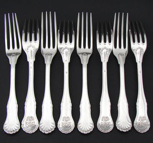 Gorgeous Antique French Sterling Silver 16pc Dinner Sized Flatware Set, Seashell Pattern