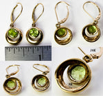 Vintage 10k Gold and Peridot Earrings, Dormeuse Style Drop, Dangle