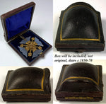 RARE! Antique 18k and Opaline Maltese Cross Pendant, in box, c.1780-1810 Cannetille, Hair Memento Locket