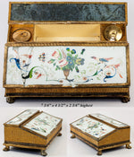 RARE Antique c.1700s French Eglomise Writer's Box, Double Inkwell, Chocolatier's Box