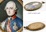 Antique French Portrait Miniature of a c.1700s Royal, Medal, Ermin, Pendant or Locket Frame