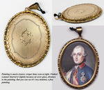 Antique French Portrait Miniature of a c.1700s Royal, Medal, Ermin, Pendant or Locket Frame