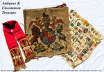 Antique Victorian Beadwork and Needlepoint Panel 18" x 19" UK Lion Unicorn Crest to Frame