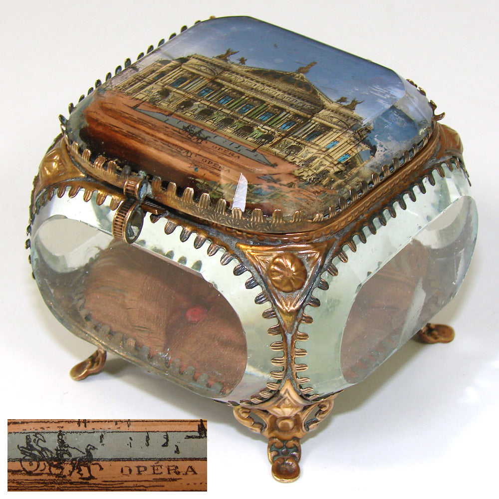 Antique French Grand Tour Eglomise Souvenir Box, Casket: Paris Opera Garnier