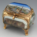 Antique French Grand Tour Eglomise Souvenir Casket, Box, 1900 World Expo, Eiffel Tower