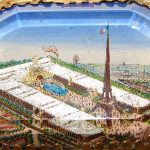 Antique French Grand Tour Eglomise Souvenir Casket, Box, 1900 World Expo, Eiffel Tower