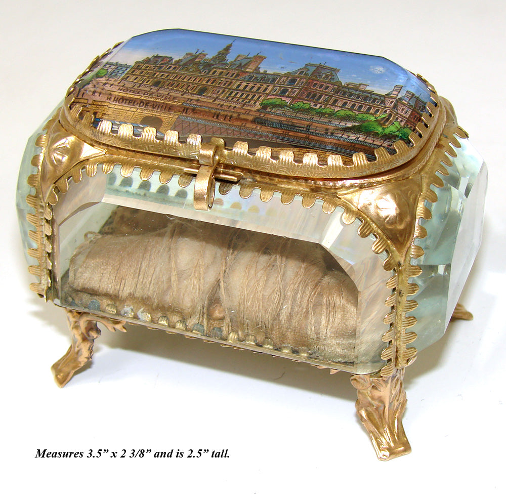 Antique French Grand Tour Eglomise Souvenir Casket, Box, "Hotel de Ville"