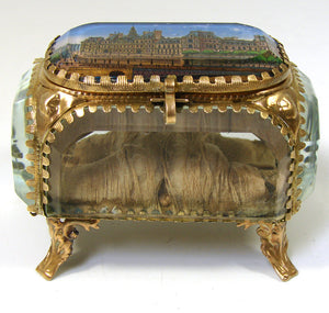 Antique French Grand Tour Eglomise Souvenir Casket, Box, "Hotel de Ville"