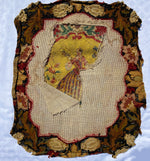 Antique French Petitpoint & Needlepoint 25" x 21" Chair back, Figural, Tapestry Pillow Top