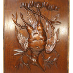 Antique Victorian Black Forest Style 26.5" Furniture or Cabinet Panel, Salvage, Grouse or Bird Figure