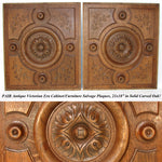 Antique Victorian Carved Oak Furniture or Cabinet Door Panel PAIR, Architectural Salvage