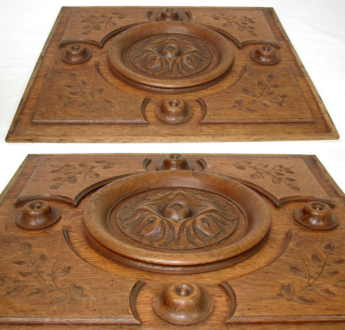 Antique Victorian Carved Oak Furniture or Cabinet Door Panel PAIR, Architectural Salvage