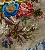 Antique Victorian Era Needlepoint and Silk Embroidery Fire Screen Panel - Make Pillow