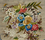 Antique Victorian Era Needlepoint and Silk Embroidery Fire Screen Panel - Make Pillow