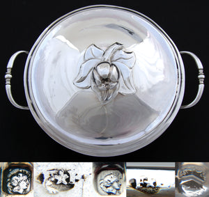 Antique French Sterling Silver 6.5" Wide Legumier or 'Ecuelle', Single Serving Dish, Bowl & Lid