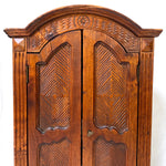 Antique French Ebaniste Apprentice or Doll Sized Miniature 16.5" Armoire, Carved Accents