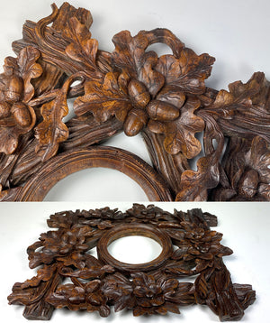 Antique HC Wood Black Forest Frame or Pocket Watch Holder, Acorns and Oak Leaves