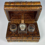 Antique French Leather-bound Book Stack Liqueur Caddy, Service, Decanter and Cordials, Napoleon III