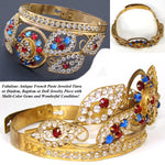 Lovely Antique French Paste Jeweled Canonical Coronation Crown, Tiara or Diadem