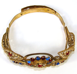 Lovely Antique French Paste Jeweled Canonical Coronation Crown, Tiara or Diadem