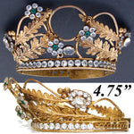 Lovely Antique French Paste Jeweled Canonical Coronation Crown, Tiara or Diadem