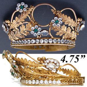 Lovely Antique French Paste Jeweled Canonical Coronation Crown, Tiara or Diadem