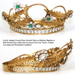 Lovely Antique French Paste Jeweled Canonical Coronation Crown, Tiara or Diadem