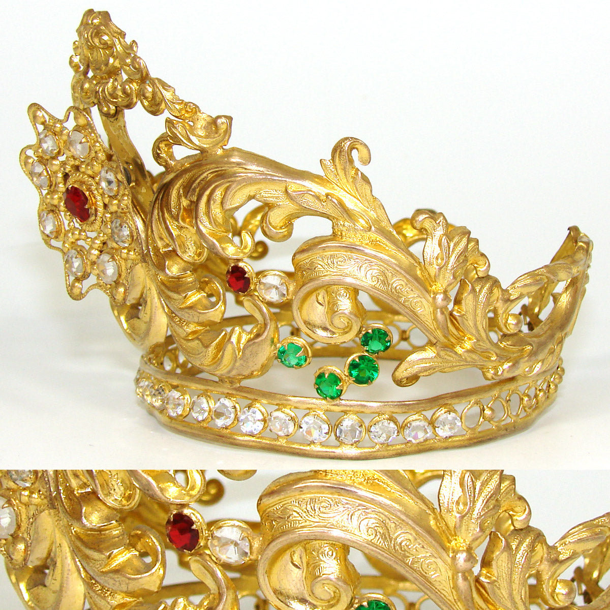 Lovely Antique French Paste Jeweled Canonical Coronation Crown, Tiara or Diadem