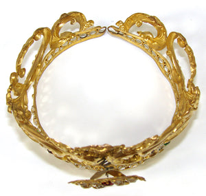 Lovely Antique French Paste Jeweled Canonical Coronation Crown, Tiara or Diadem