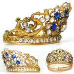 Lovely Antique French Paste Jeweled Canonical Coronation Crown, Tiara or Diadem