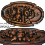 Large Antique Victorian Era Black Forest Style Carved 20" Decorative Tray, Fruit & Foliate