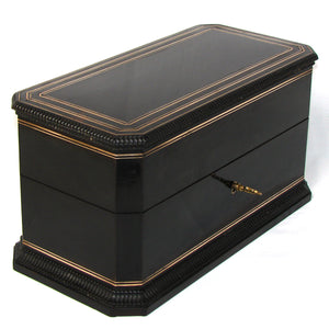 Antique French Louis Philippe to Napoleon III 12.5" Tea Caddy, Chest, Two Opulent Inner Tea Boxes