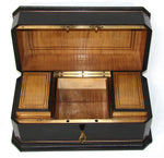 Antique French Louis Philippe to Napoleon III 12.5" Tea Caddy, Chest, Two Opulent Inner Tea Boxes