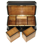 Antique French Louis Philippe to Napoleon III 12.5" Tea Caddy, Chest, Two Opulent Inner Tea Boxes