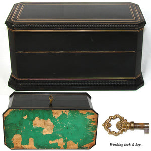 Antique French Louis Philippe to Napoleon III 12.5" Tea Caddy, Chest, Two Opulent Inner Tea Boxes