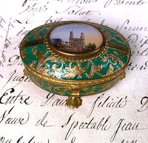 Antique French c.1850-70 Grand Tour Eglomise Souvenir Jewelry Box, RARE St. Sulpice